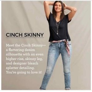 CAbi Cinch Skinny Jean with Bleach Splatter Size 4